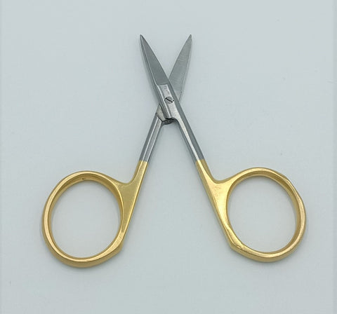 Straight 3.5” All Purpose Brass Handled Fly Tying Scissors